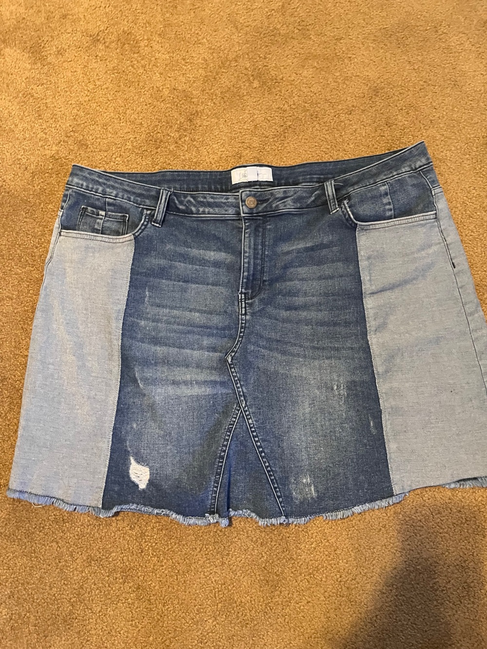 libby. edelman Two-Tone Blue Denim Mini Skirt